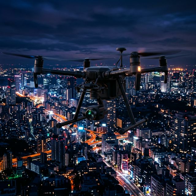 Drone moderno ultrarrealista sobrevoando floresta